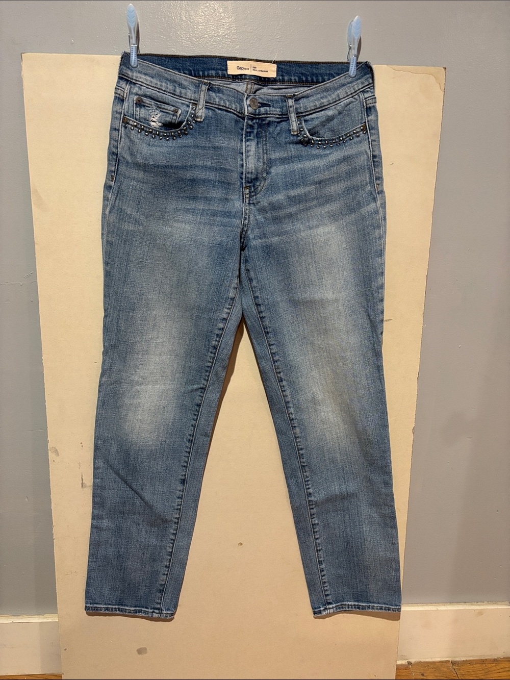 GAP Light Blue Ankle Crop Jeans with Studded Pockets